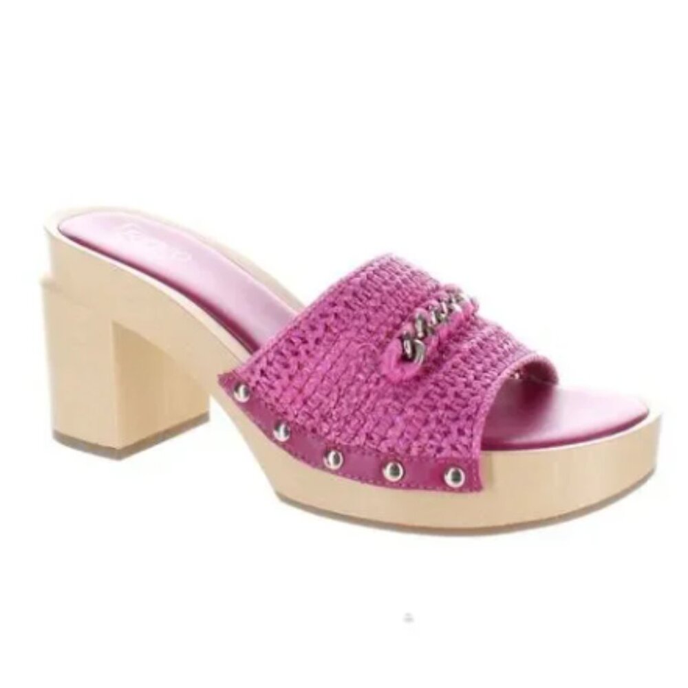 Franco Sarto Capri Clog Wood Platform Sandals Pink Size 8 NEW